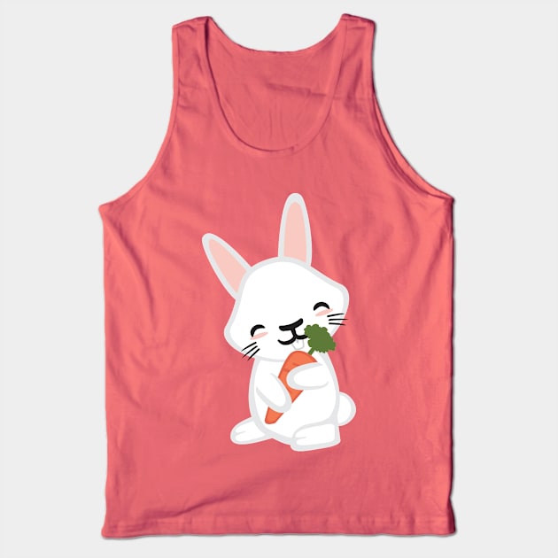 Kawaii Cute Bunny Rabbit Animal with Carrot Kid Design Tank Top by Uncle Fred Design